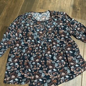 Papermoon Floral Blouse - Black and Blue